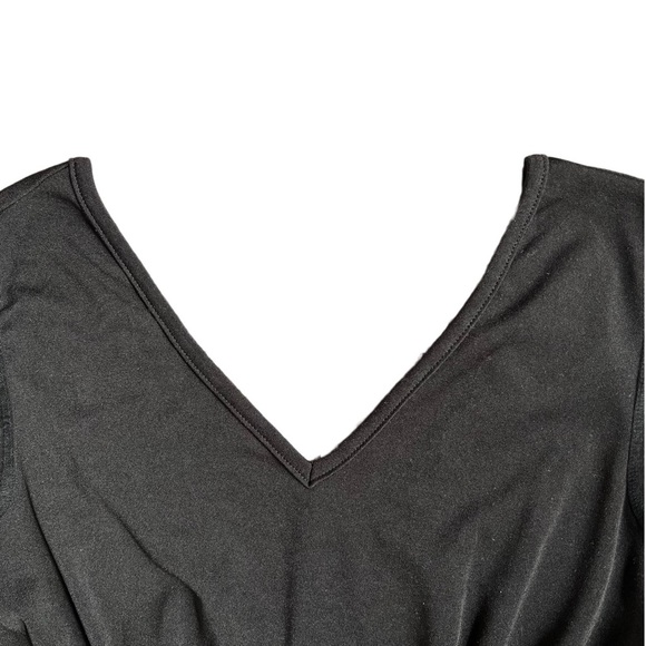 SHEIN BLACK V NECK BODYSUIT WITH LONG MESH PUFF SLEEVES SIZE SMALL - Picture 3 of 9